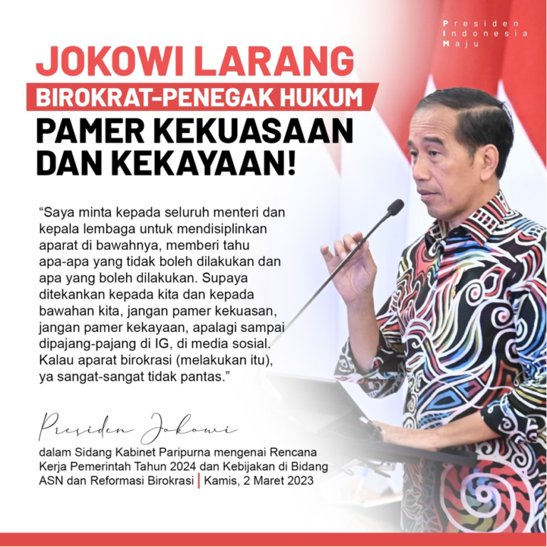 Presiden Jokowi Tegaskan Jajaran ASN Hindari Sifat Hedonisme