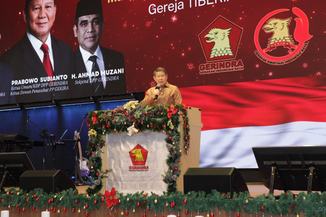 Wakil Ketua Umum Partai Gerindra Hashim Djojohadikusumo yang juga Ketua Dewan Pembina Gerakan Kristiani Indonesia Raya (Gekira). (Foto: Kampiunnews/Tio)