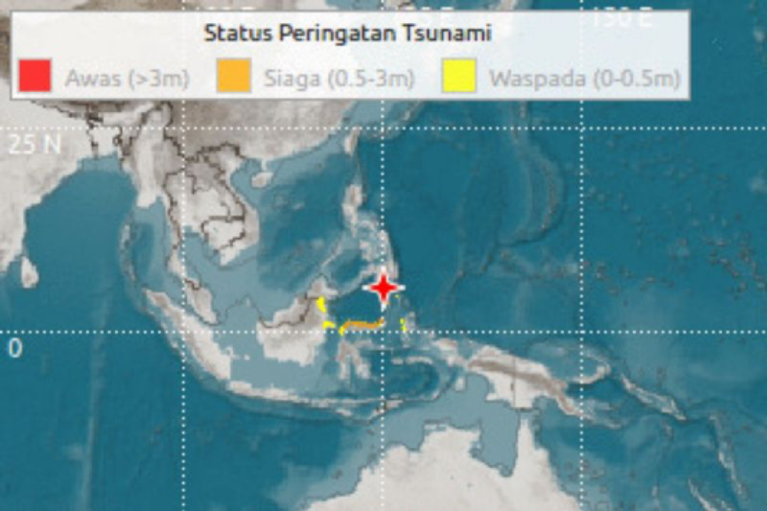 Gempa M 7,7 Guncang Laut Sulawesi: BMKG Rilis Peringatan Dini Tsunami di 5 Provinsi