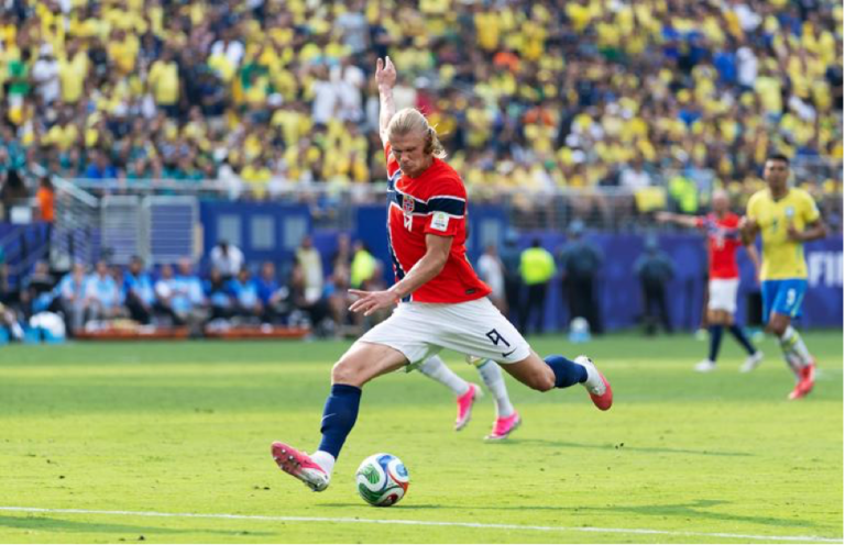 Gol Spektakuler Haaland ke Gawang Brasil Masuk Nominasi Hyundai Goal of the Tournament